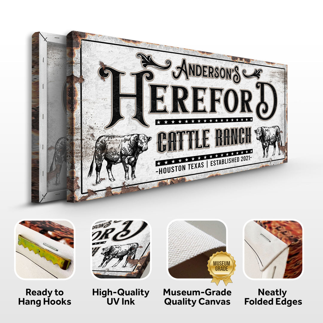 Personalized Hereford Cattle Sign