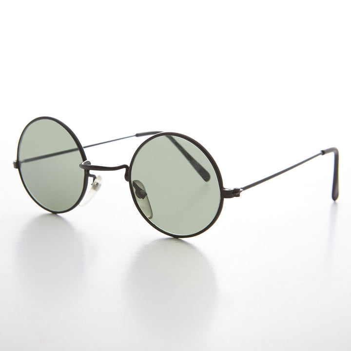 Round Hippie Vintage Sunglass with Glass Lens - Johnny