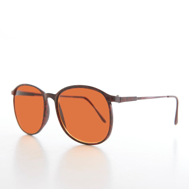 Round Preppy Sunglasses with Amber Lens - Jordy