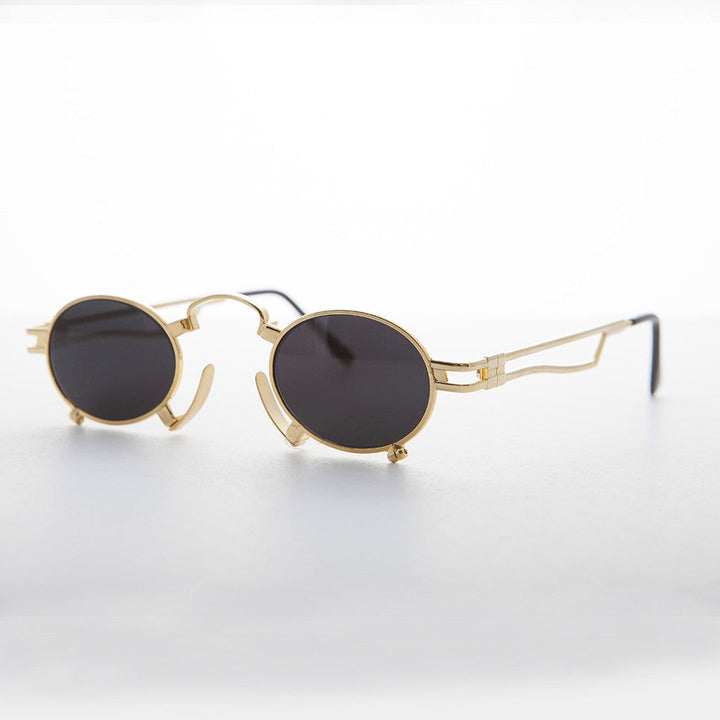 Rare Vintage Steampunk Sunglass with Metal Nose Piece - Jules