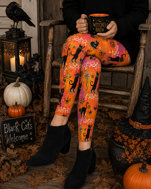 Summerween Jack-a-Doodle Halloween Leggings by Johanna Parker — Exclusive Vibrant Design