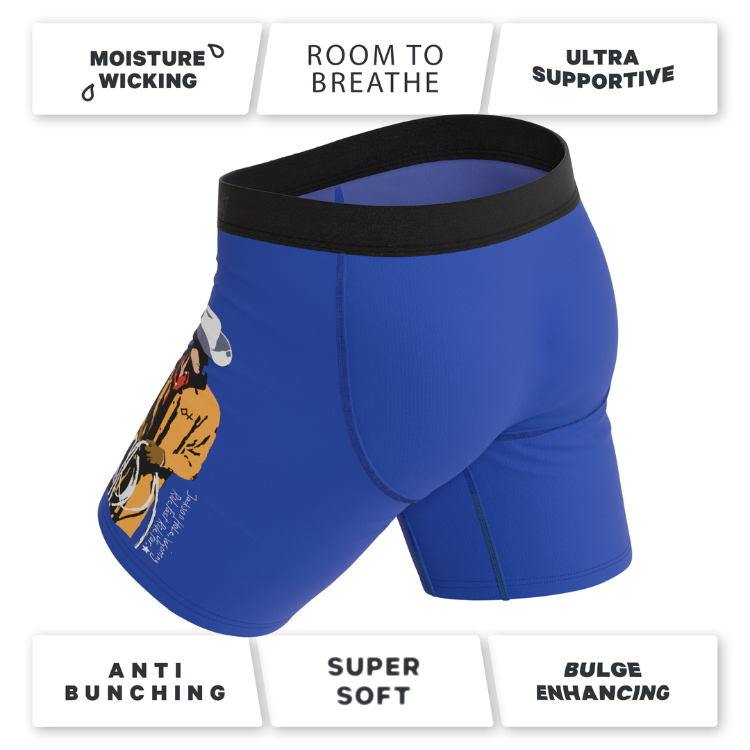 The Jackson | Blue Cowboy Shinesty x Diamond Cross Ranch Long Leg Ball Hammock® Pouch Underwear With Fly