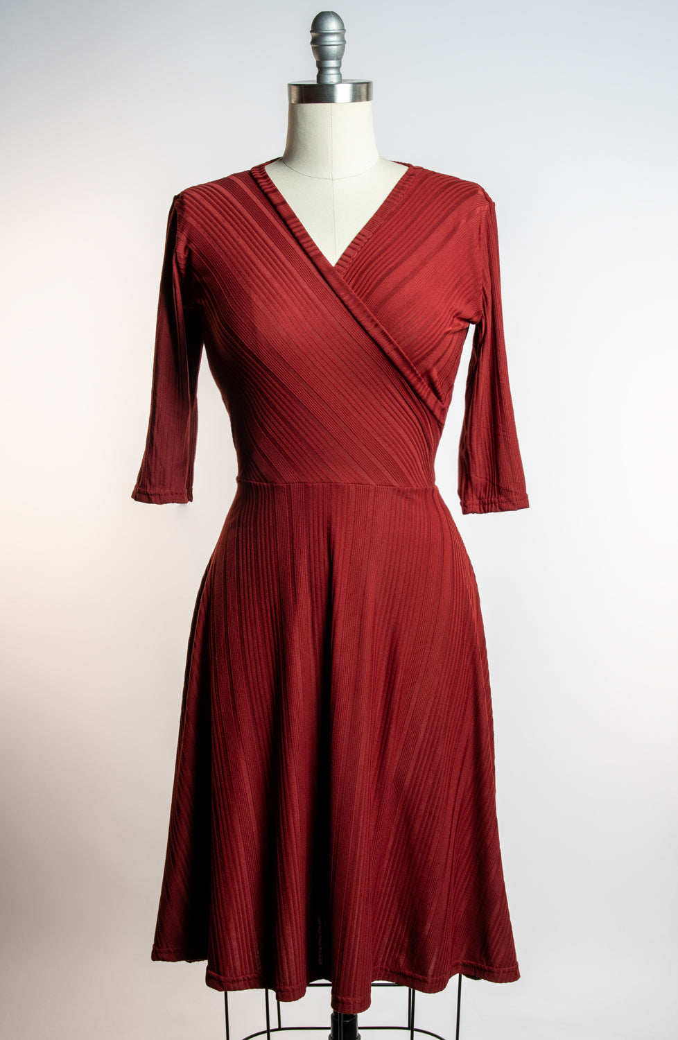 Joanie Knit Dress 3/4 Sleeve - Brick Rib Knit