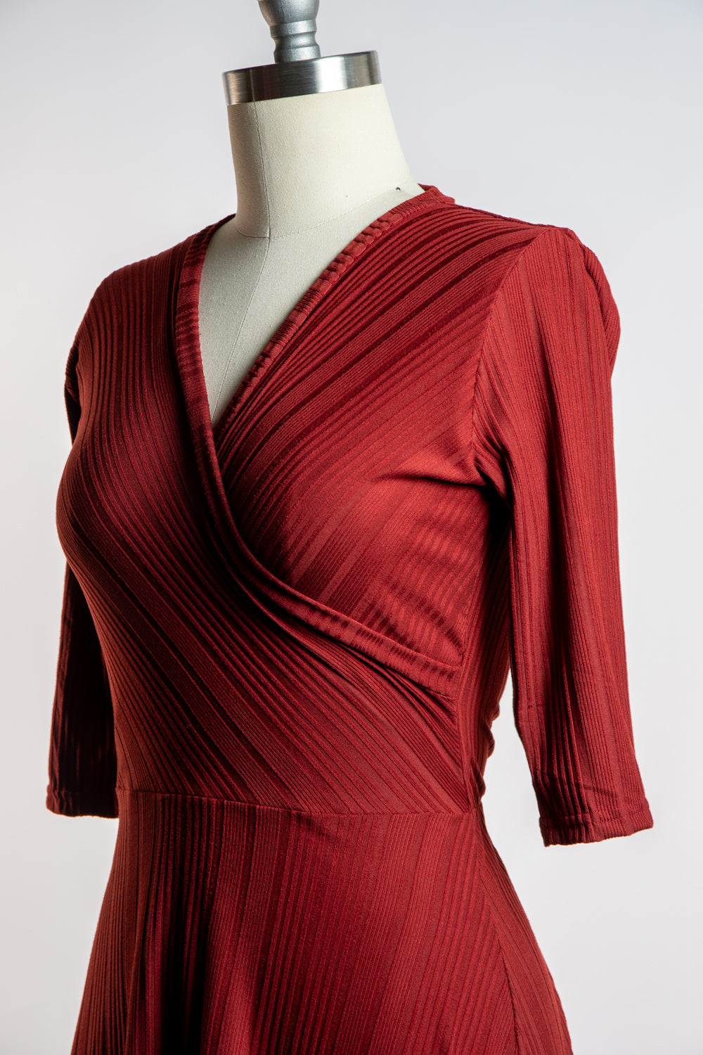 Joanie Knit Dress 3/4 Sleeve - Brick Rib Knit