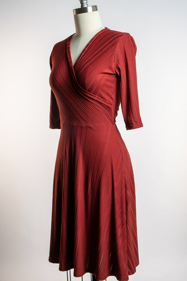 Joanie Knit Dress 3/4 Sleeve - Brick Rib Knit
