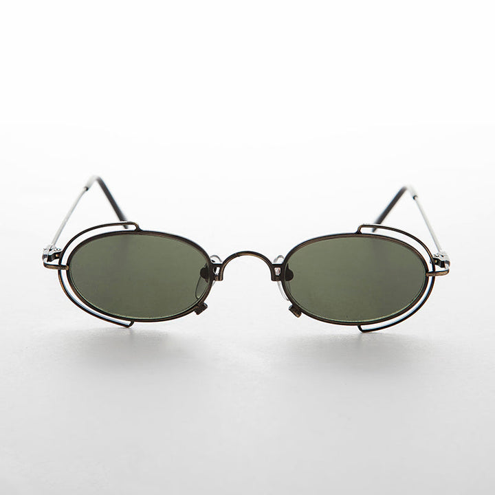 Tiny Oval 90s Metal Vintage Sunglasses - Klaus