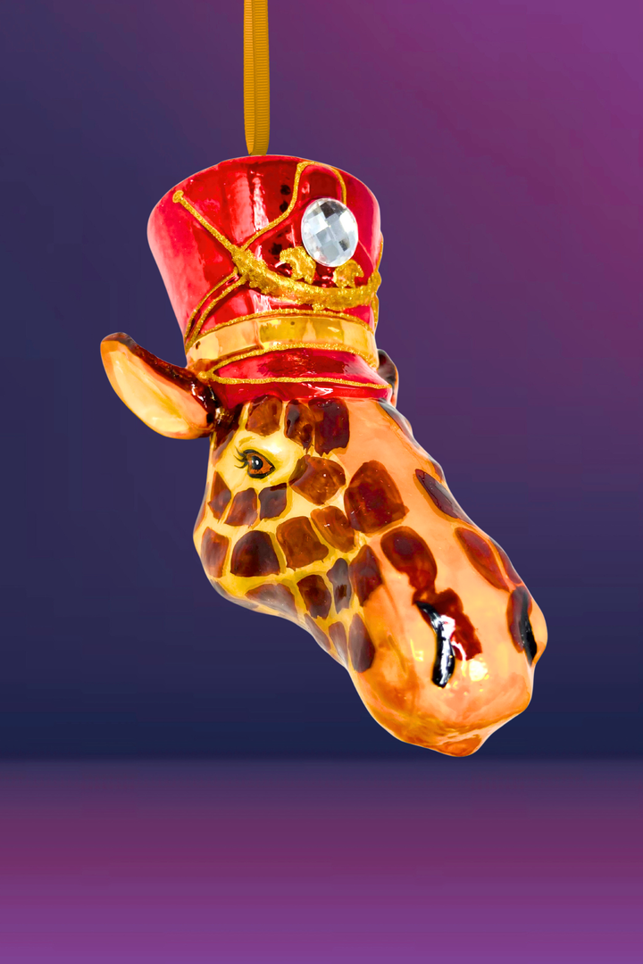 Royal Guard Giraffe Head Polish Glass Ornament