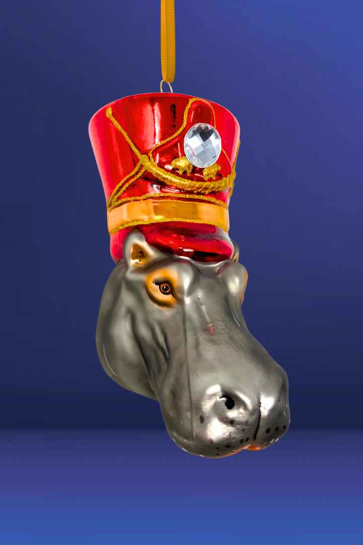 Royal Guard Hippo Head Polish Glass Ornament
