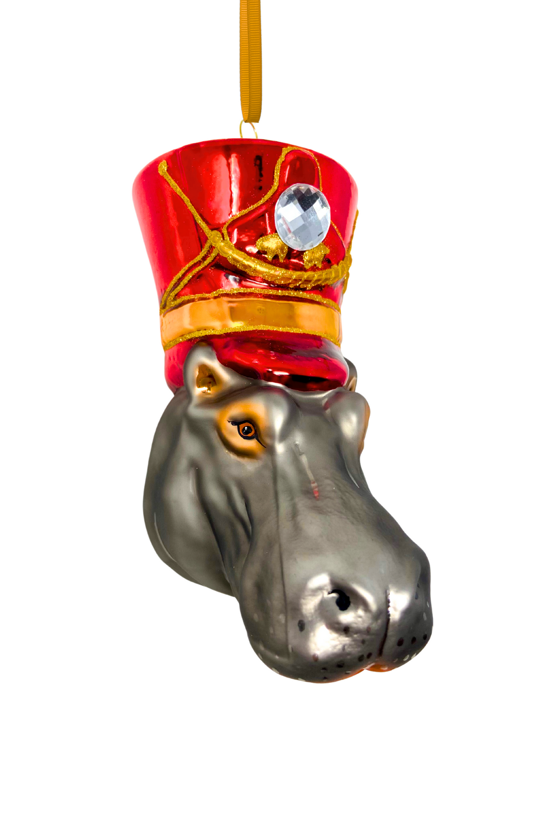 Royal Guard Hippo Head Polish Glass Ornament