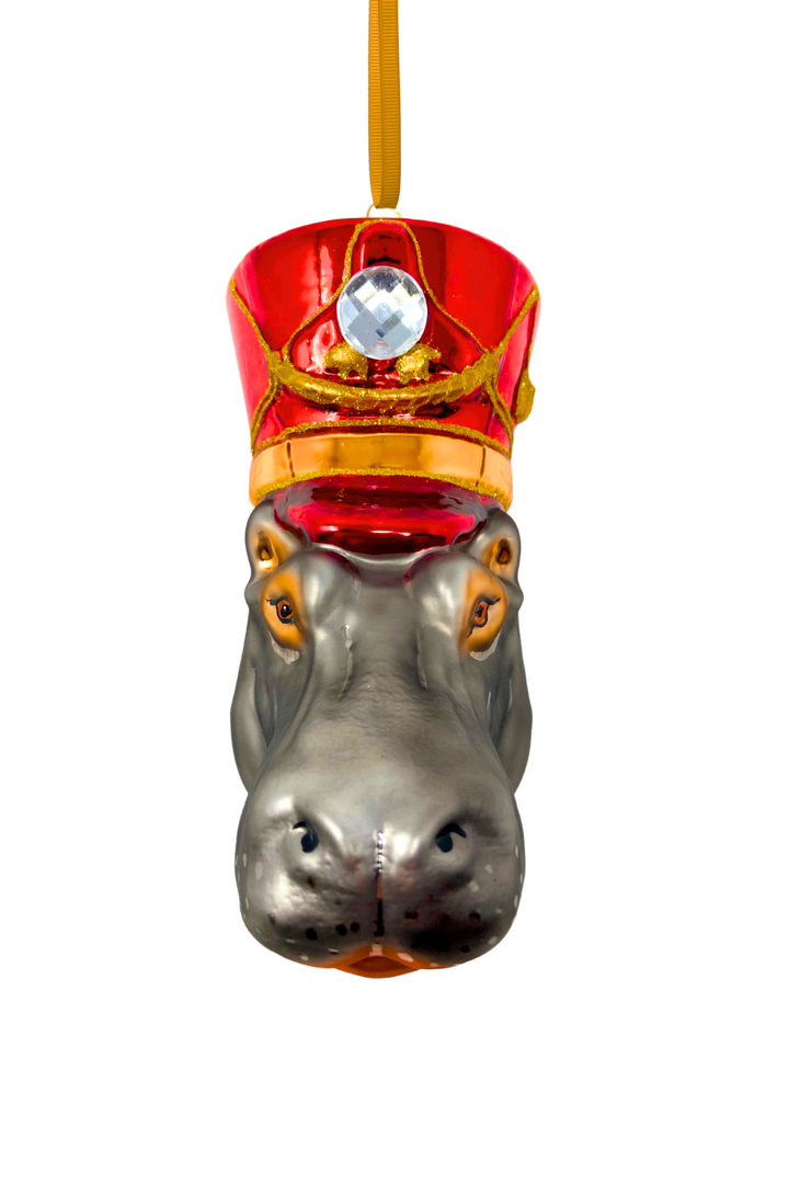 Royal Guard Hippo Head Polish Glass Ornament