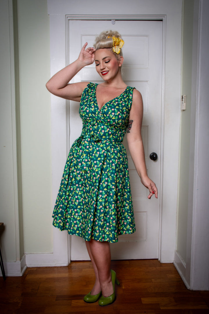 Marie Dress - Green Cherries *sale