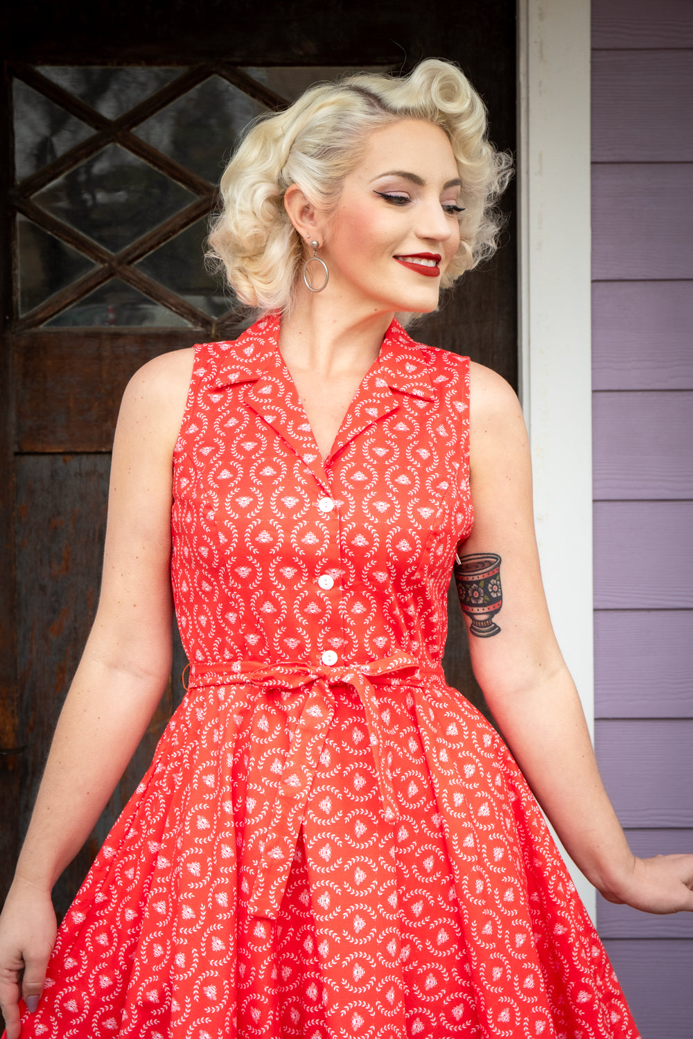 Staci Dress- Laurel & Bees, Cherry Red