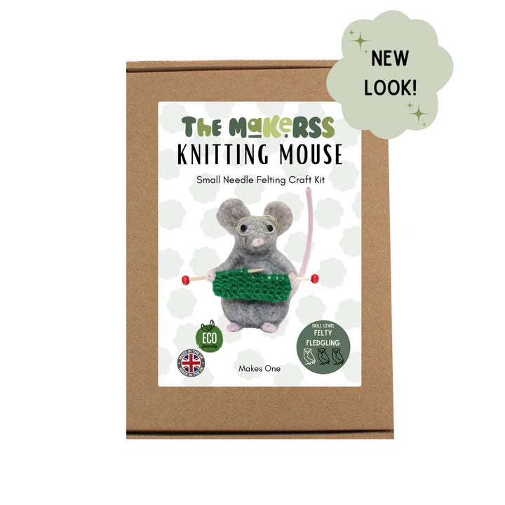 Special Edition Green Knitting Mouse Needle Felting Kit by The Makerss KTS-KnittingMouseGreen-Complete
