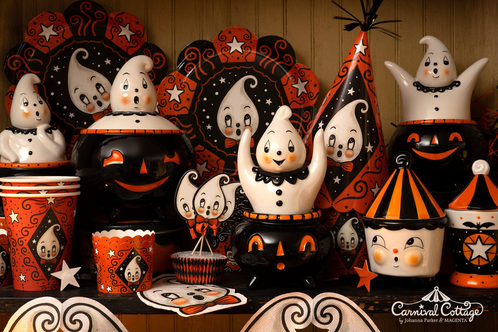 Kooky-Spook-Ghost-Kent-o-Tent-Carnival-Cottage-Halloween-Partyware-Collection-Johanna-Parker-Magenta