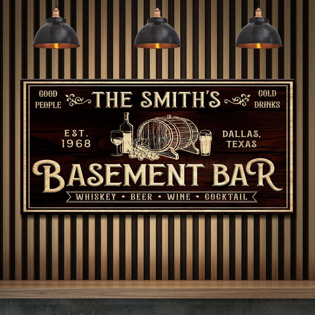 Personalized Basement Bar Sign