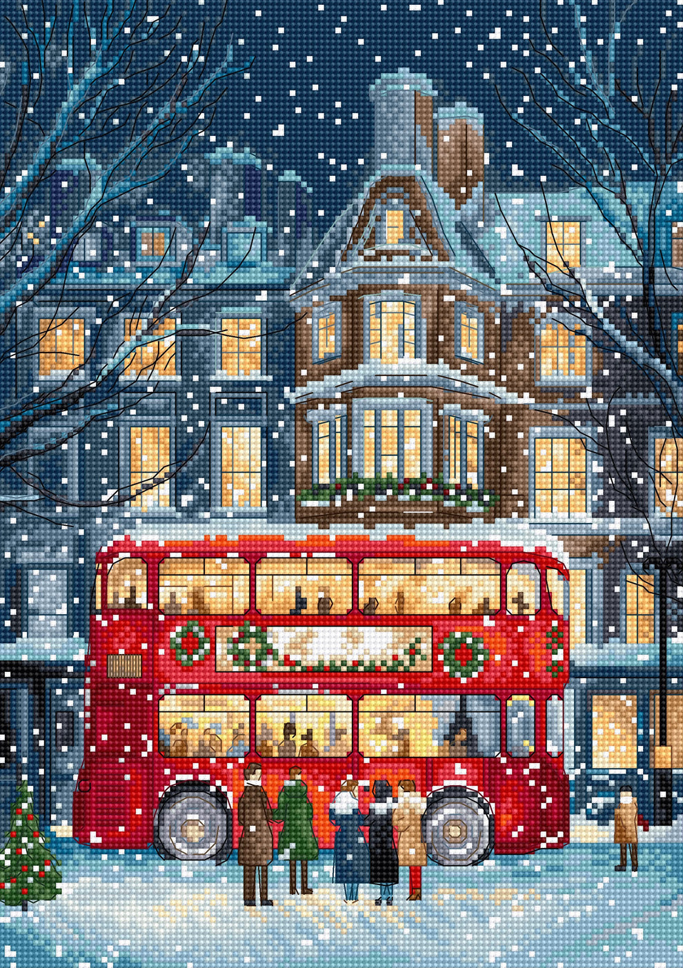 London Christmas Bus Counted Cross Stitch Kit by Letistitch L9982