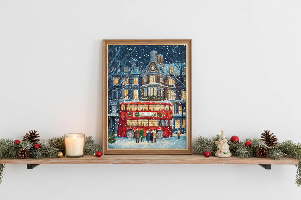 London Christmas Bus Counted Cross Stitch Kit by Letistitch L9982