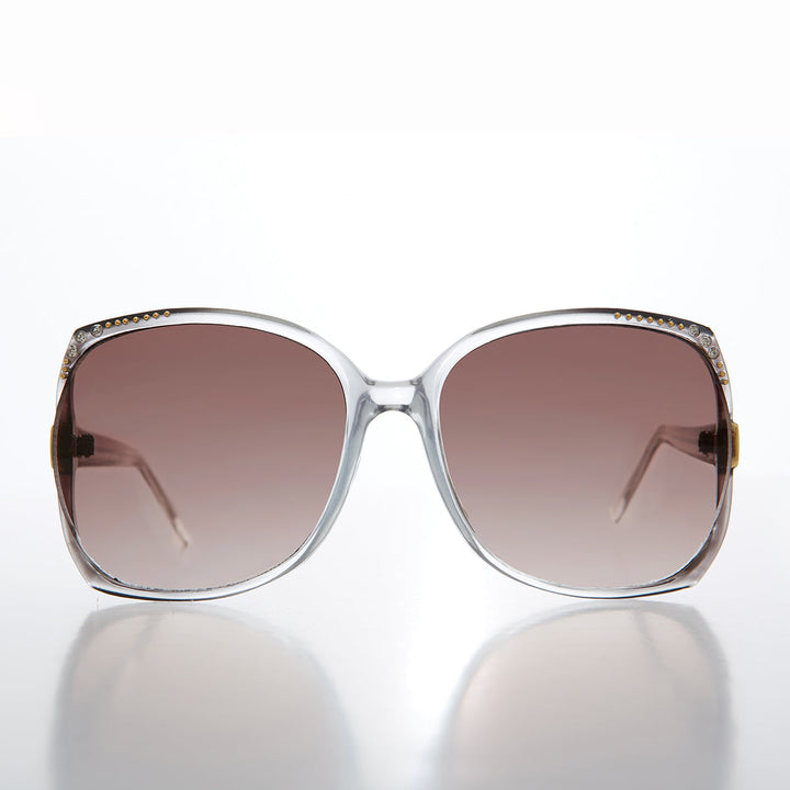 Oversized Women's Sunglass with Rhinestones - Lady