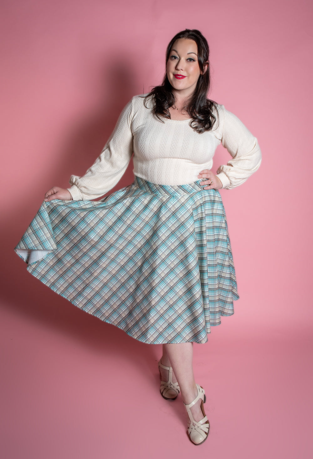 Circle Skirt - Ice Blue Plaid