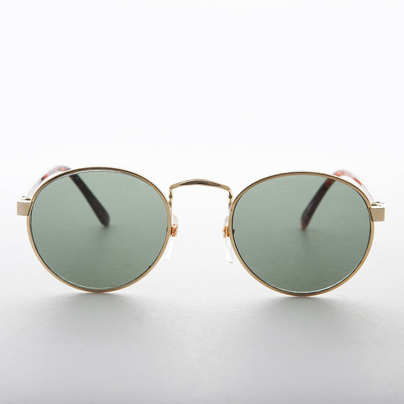Classic Round Preppy Vintage Sunglass with Glass Lens - Logan
