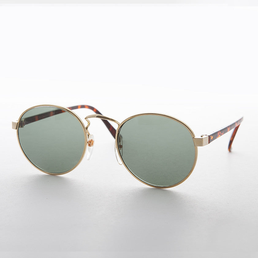 Classic Round Preppy Vintage Sunglass with Glass Lens - Logan
