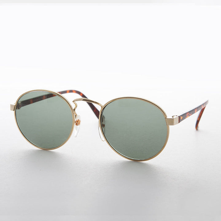 Classic Round Preppy Vintage Sunglass with Glass Lens - Logan