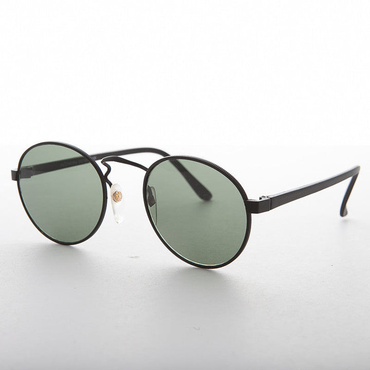 Classic Round Preppy Vintage Sunglass with Glass Lens - Logan