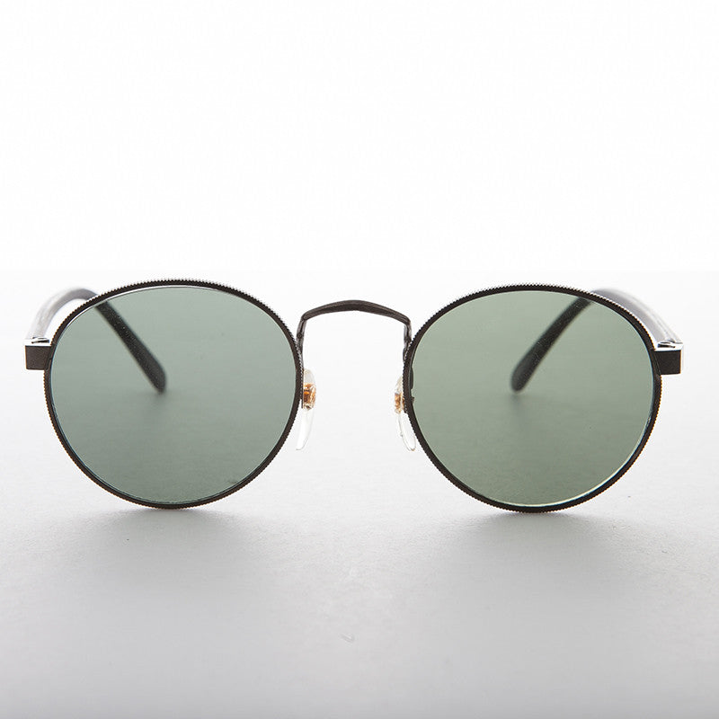 Classic Round Preppy Vintage Sunglass with Glass Lens - Logan