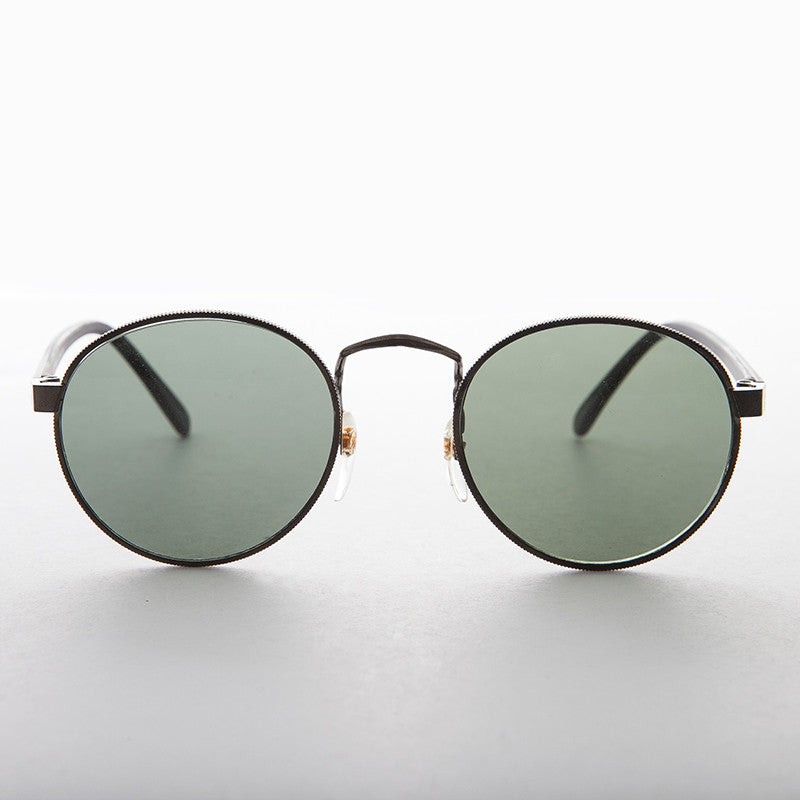 Classic Round Preppy Vintage Sunglass with Glass Lens - Logan