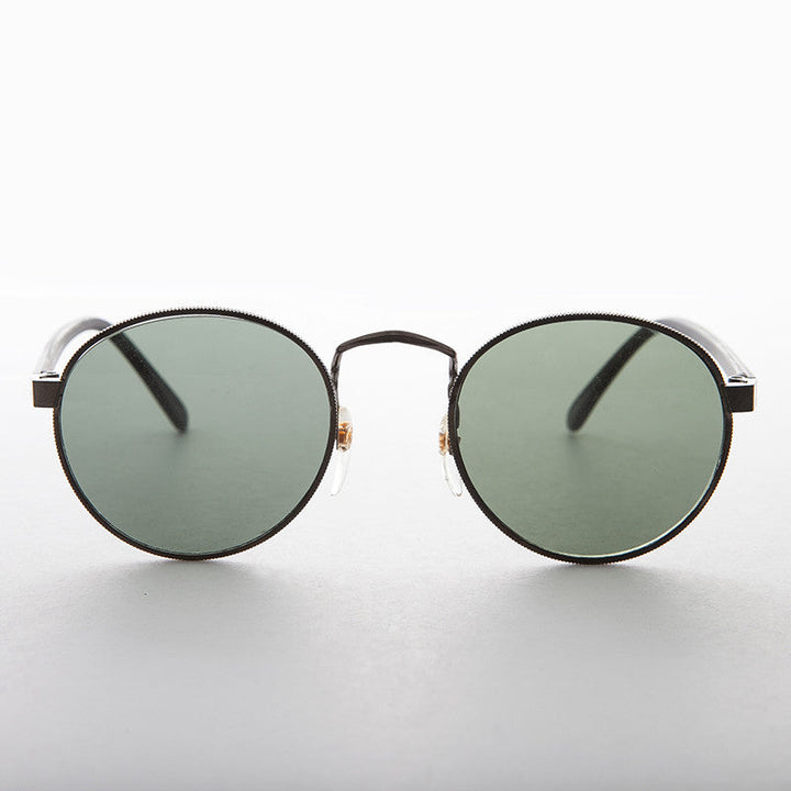Classic Round Preppy Vintage Sunglass with Glass Lens - Logan