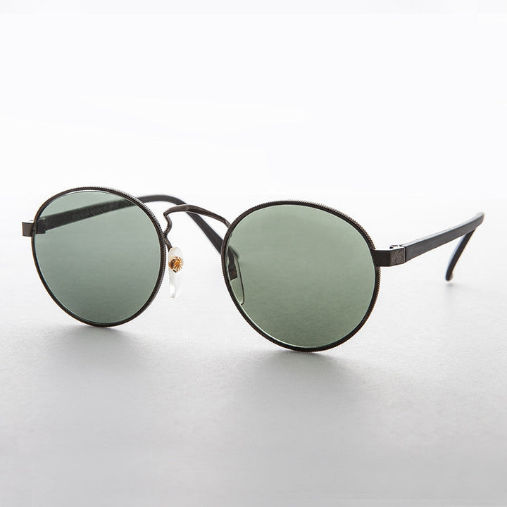 Classic Round Preppy Vintage Sunglass with Glass Lens - Logan