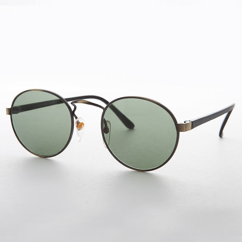 Classic Round Preppy Vintage Sunglass with Glass Lens - Logan