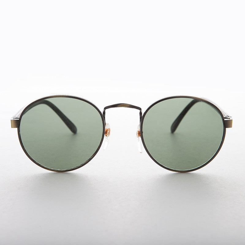 Classic Round Preppy Vintage Sunglass with Glass Lens - Logan