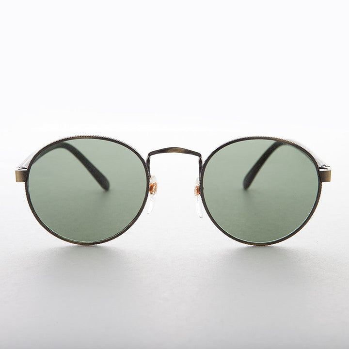 Classic Round Preppy Vintage Sunglass with Glass Lens - Logan