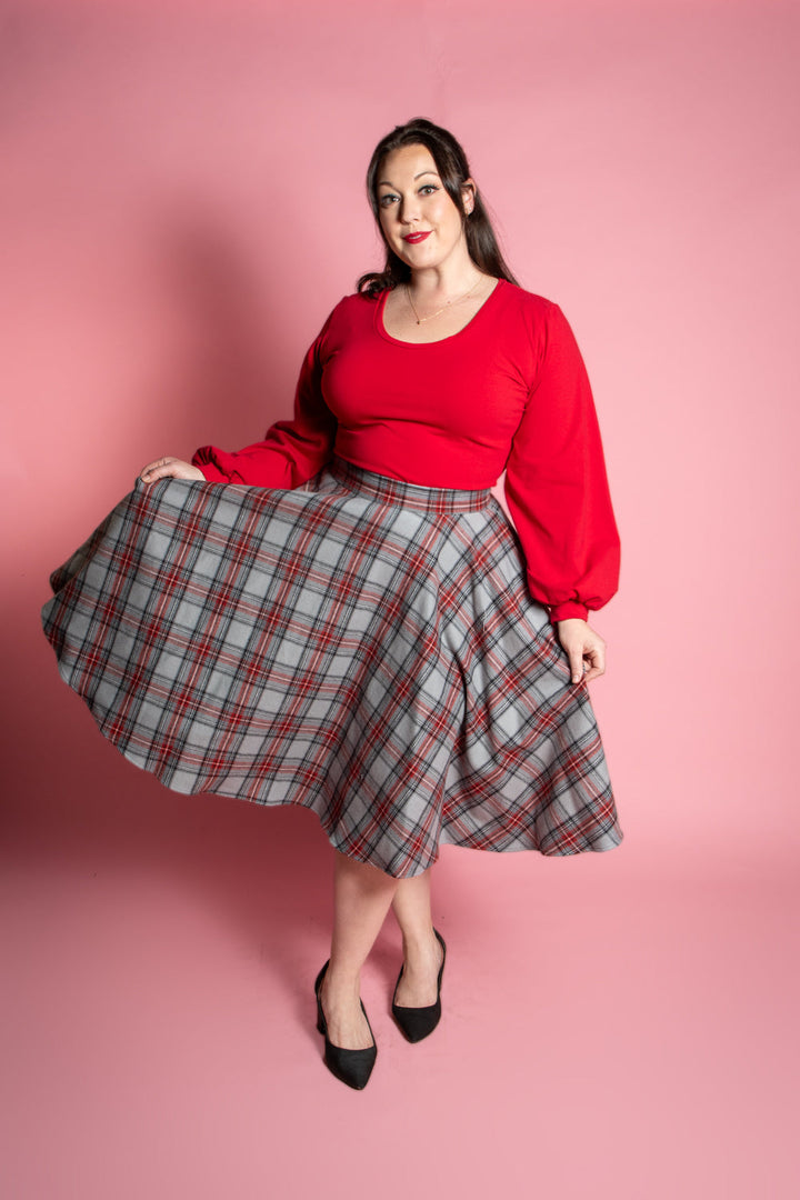Haute Circle Skirt - Flannel, Grey Plaid