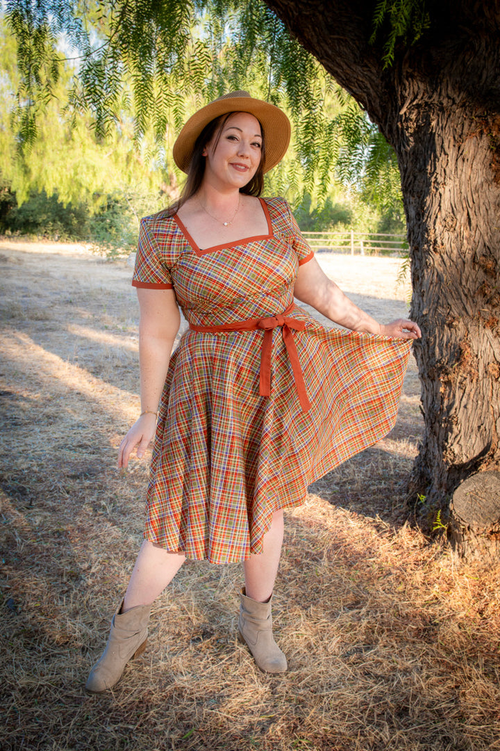 Simone Dress- Rusty Plaid