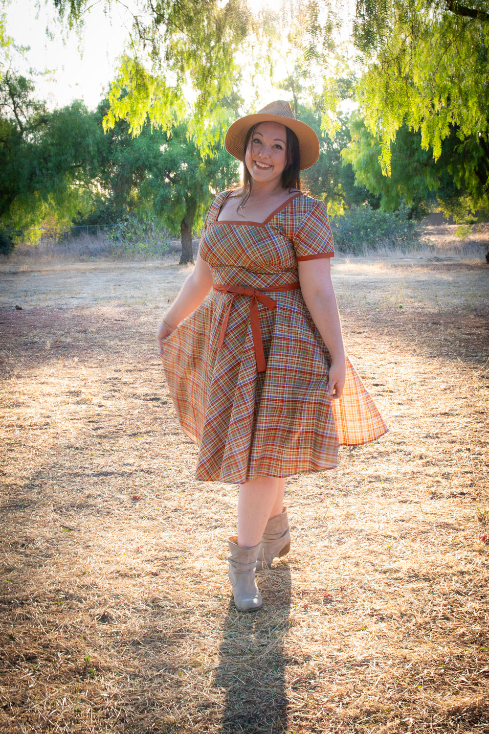 Simone Dress- Rusty Plaid