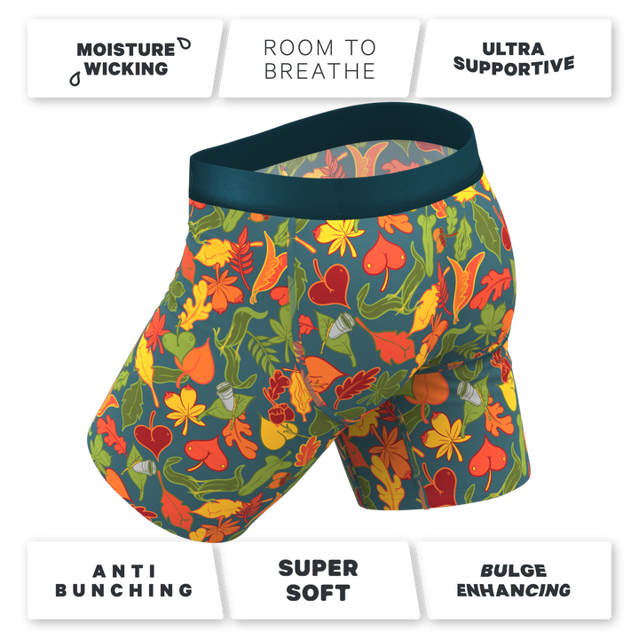The Leaf Peeps | Naughty Leaves Long Leg Ball Hammock® Pouch Underwear With Fly
