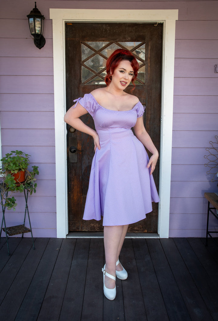 Hilda Dress - Lavender Dot