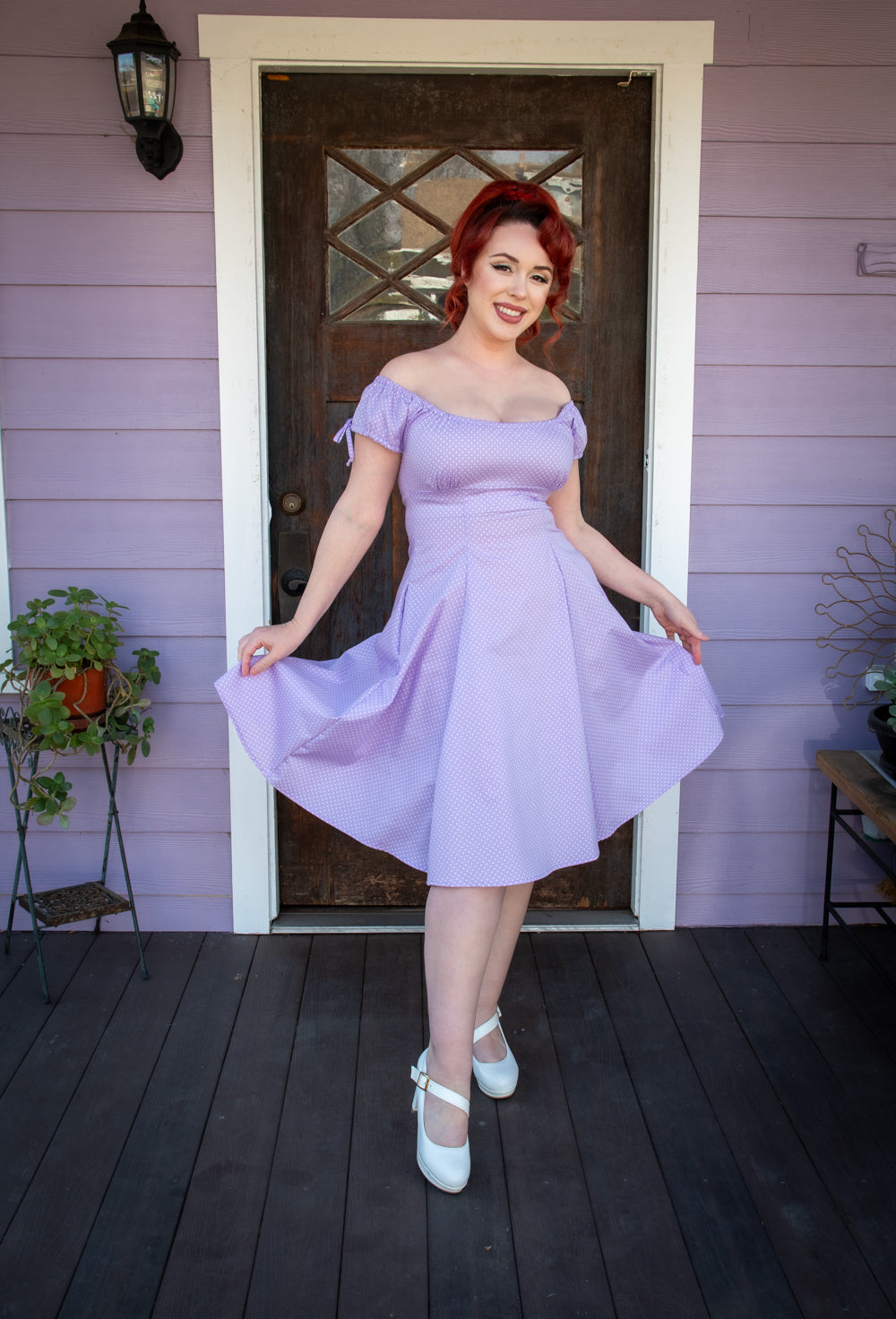 Hilda Dress - Lavender Dot