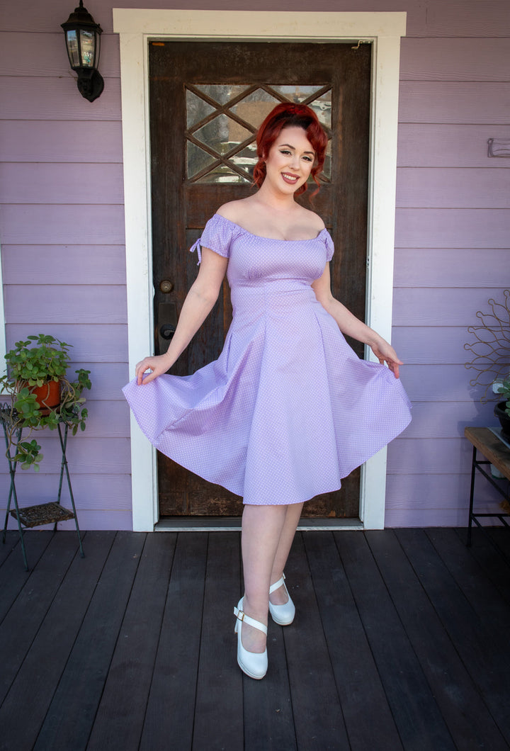 Hilda Dress - Lavender Dot