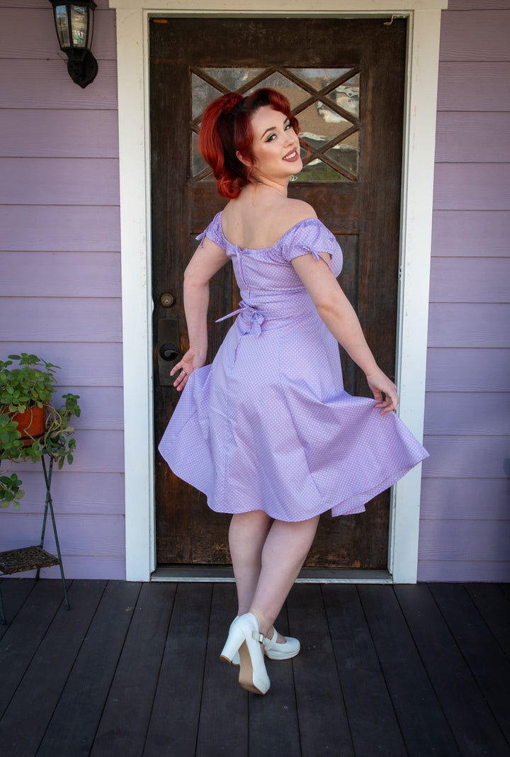 Hilda Dress - Lavender Dot