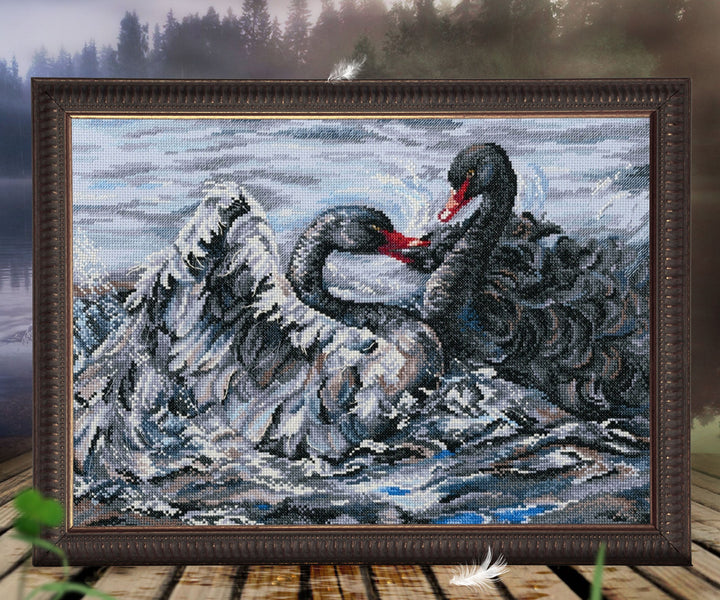 Two black swans M557 Counted Cross Stitch Kit