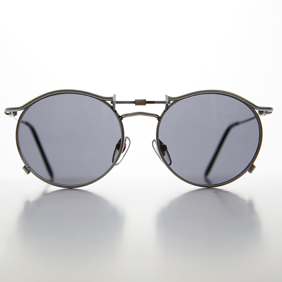 Round 90s Goth Vintage Sunglass - Mackaveli