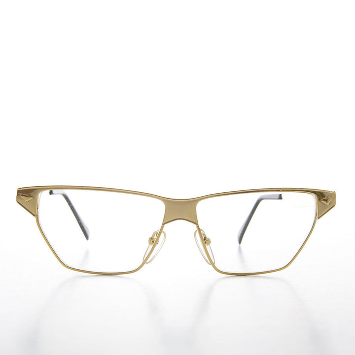 Gold Horn Rim Clear Lens Vintage 90s Optical Frame - Marco