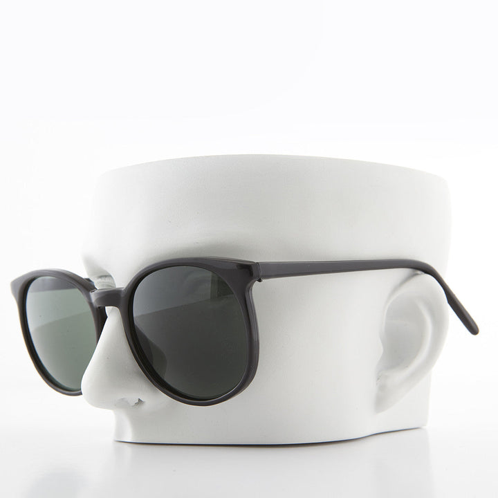 Oversized Black Round Schoolboy Vintage Sunglass - Margo