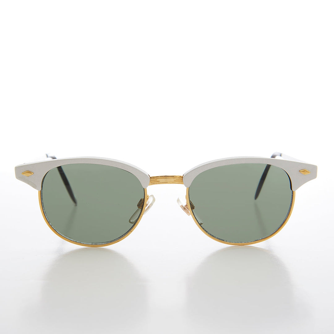 Sleek Silver Half Frame Vintage Sunglass - Minsky