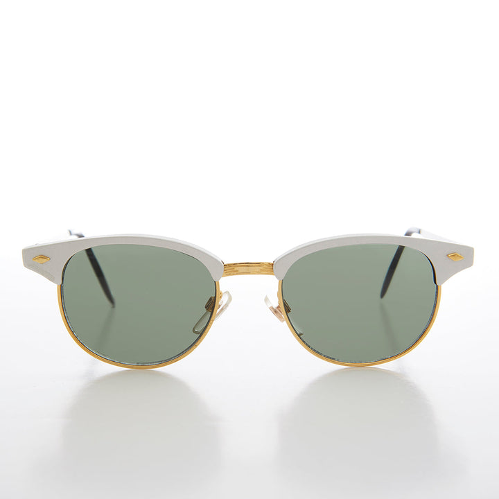 Sleek Silver Half Frame Vintage Sunglass - Minsky