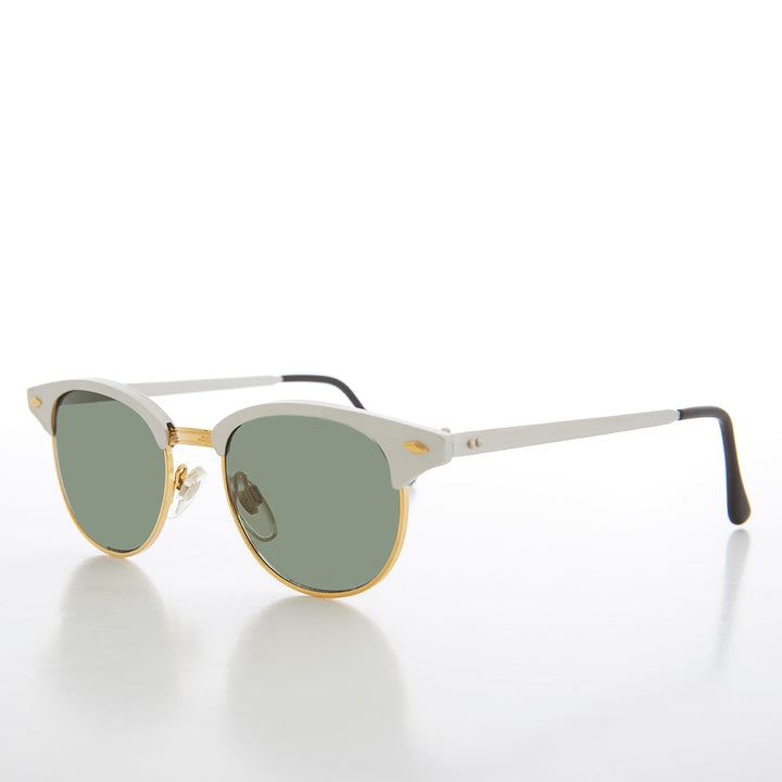 Sleek Silver Half Frame Vintage Sunglass - Minsky