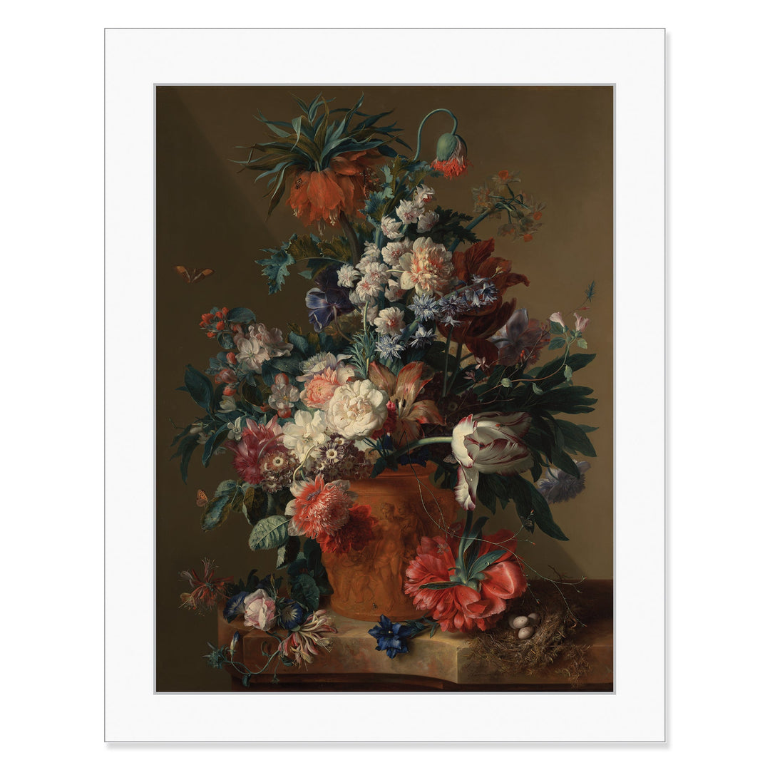 Van Huysum - Vase of Flowers 11" x 14" Matted Print